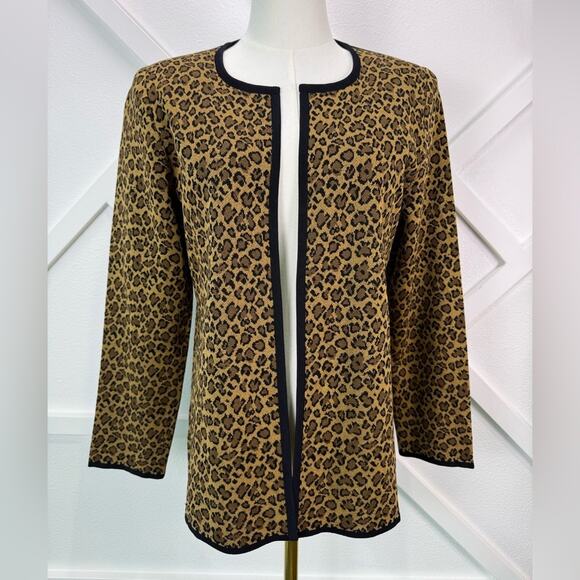 Misook Sweaters - Exclusively Misook Leopard Print Knit Jacket Cardigan Petite Small